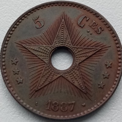 Laisvoji Kongo Valstybė. 5 santimai 1887 m. Laisvoji Kongo Valstybė. 5 santimai 1887 m.