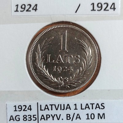LATVIJA 1 LATAS 1924 m. SIDABRAS