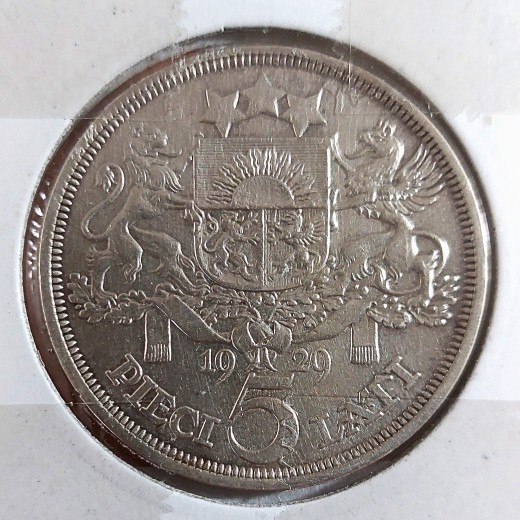 LATVIJA 5 LATAI 1929 m. SIDABRAS LATVIJA 5 LATAI 1929 m. SIDABRAS