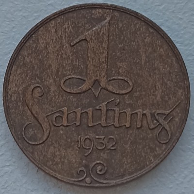 Latvija. 1 santimas 1932 m.