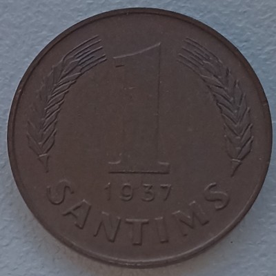 Latvija. 1 santimas 1937 m.