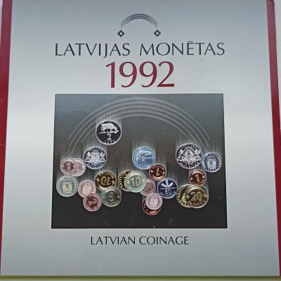 Latvija. 1992 m. apyvartinių monetų rinkinys.