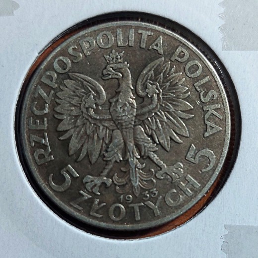 LENKIJA 5 ZLOTAI 1933 m. SIDABRAS