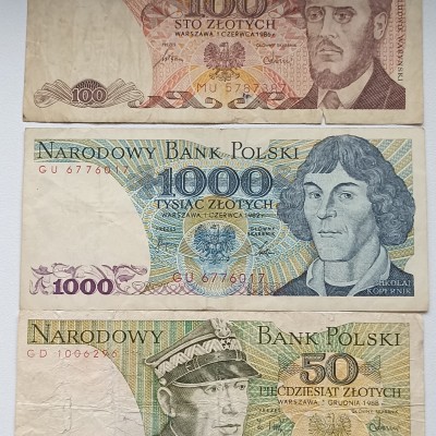 Lenkija. 3 banknotai.