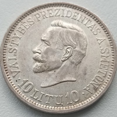 Lietuva. 10 litų 1938 m. Sidabras. Lietuva. 10 litų 1938 m. Sidabras.