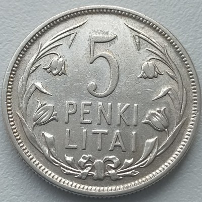 Lietuva. 5 litai 1925 m. Sidabras