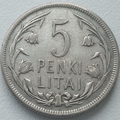 Lietuva. 5 litai 1925 m. Sidabras