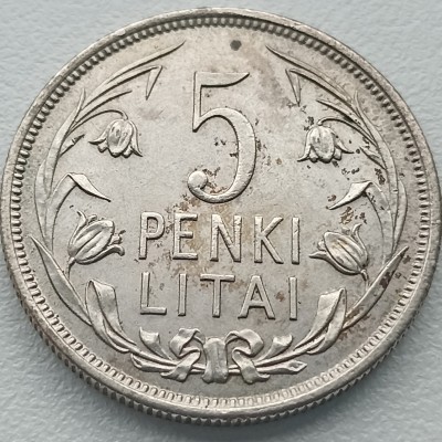 Lietuva. 5 litai 1925 m. Sidabras Lietuva. 5 litai 1925 m. Sidabras