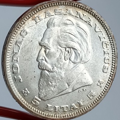 Lietuva. 5 litai Basanavičius 1936 m. Sidabras Lietuva. 5 litai Basanavičius 1936 m. Sidabras