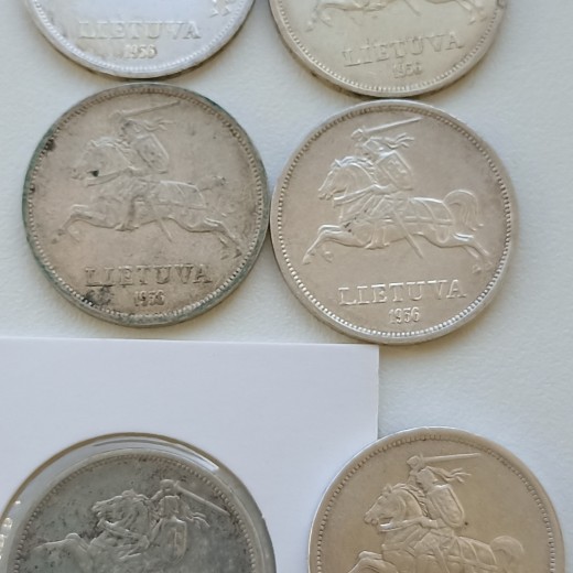 Lietuva. 6 vienetai. 5 litai Basanavičius 1936 m. Sidabras. Lietuva. 6 vienetai. 5 litai Basanavičius 1936 m. Sidabras.