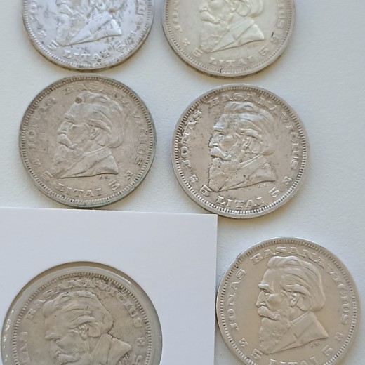 Lietuva. 6 vienetai. 5 litai Basanavičius 1936 m. Sidabras. Lietuva. 6 vienetai. 5 litai Basanavičius 1936 m. Sidabras.