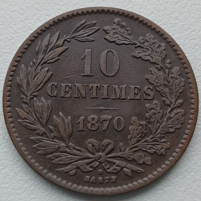 Liuksemburgas. 10 santimų 1870 m.