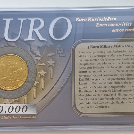 Malta. 5€ 2014 m. Plastikinėje pakuotėje. Malta. 5€ 2014 m. Plastikinėje pakuotėje.