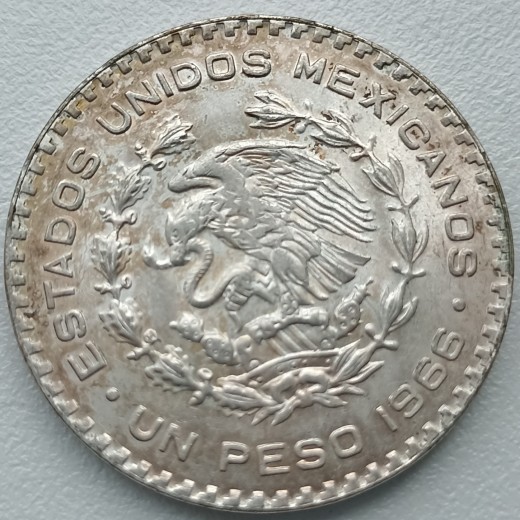 Meksika. 1 pesas 1966 m. Sidabras.