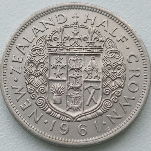 Naujoji Zelandija. 1/2 kronos 1961 m. Naujoji Zelandija. 1/2 kronos 1961 m.
