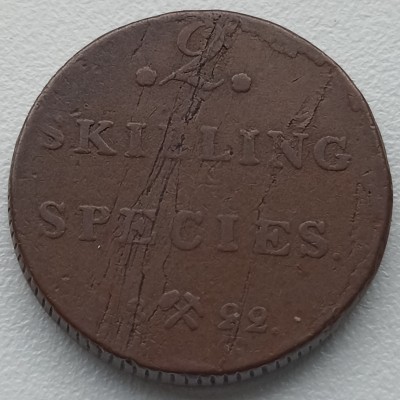 Norvegija. 2 skilingai 1822 m.
