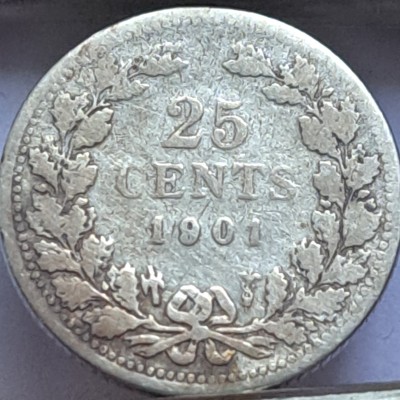 Nyderlandai 25 Centai 1901 KM#120 (B64)