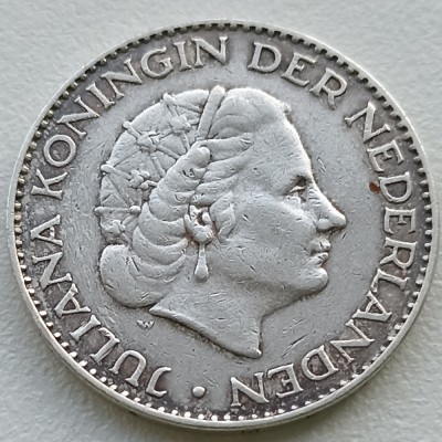 Nyderlandai. 1 Guldenas 1955 m. Sidabras.