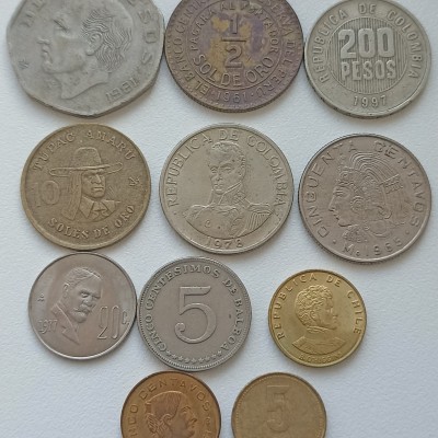 Pietų Amerika. Miksas 11 monetų.