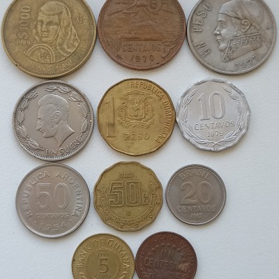 Pietų Amerika. Miksas 11 monetų.