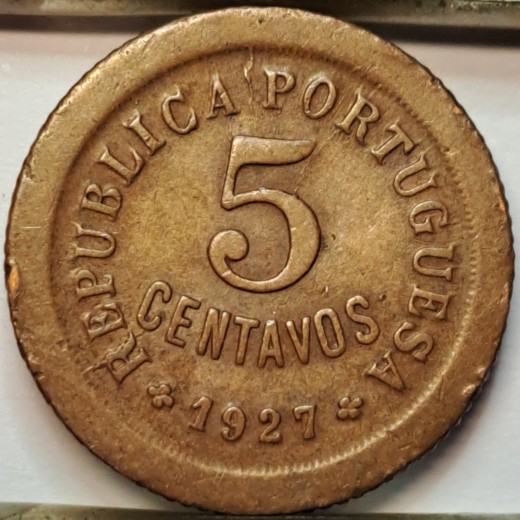 Portugalija 5 sentavai 1927 KM#572 (B72) Portugalija 5 sentavai 1927 KM#572 (B72)