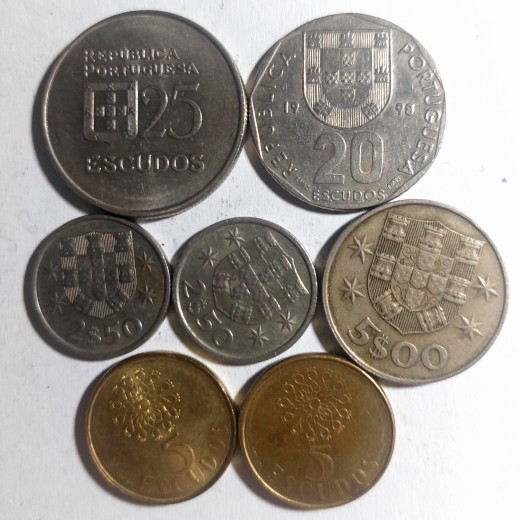 PORTUGALIJA MONETŲ MIKSAS 7 VNT. PORTUGALIJA MONETŲ MIKSAS 7 VNT.