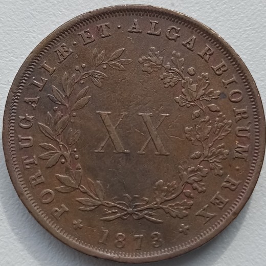 Portugalija. 20 realų 1873 m. Portugalija. 20 realų 1873 m.