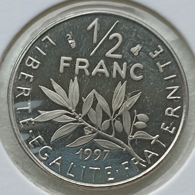 Prancūzija. 1/2 franko 1997 m. Lygus gurtas.