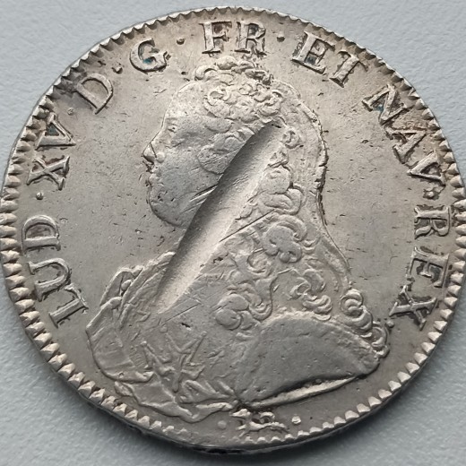 Prancūzija. 1 ekiu 1738 m. Sidabras. Prancūzija. 1 ekiu 1738 m. Sidabras.