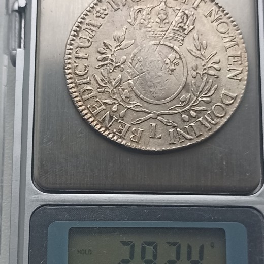 Prancūzija. 1 ekiu 1738 m. Sidabras. Prancūzija. 1 ekiu 1738 m. Sidabras.