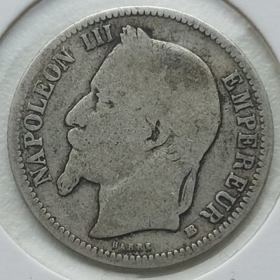 Prancūzija. 1 frankas 1866 BB. Sidabras.