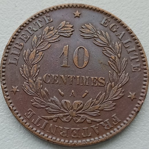 Prancūzija. 10 santimų 1887 m.