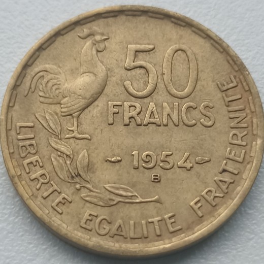 Prancūzija. 50 frankų 1954 B.