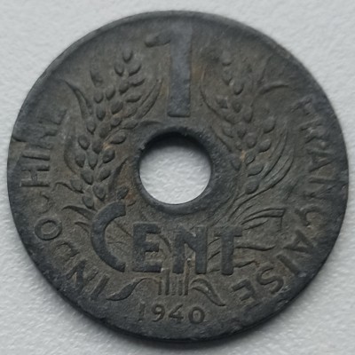 Prancūzijos Indonezija. 1 centas 1940 m.