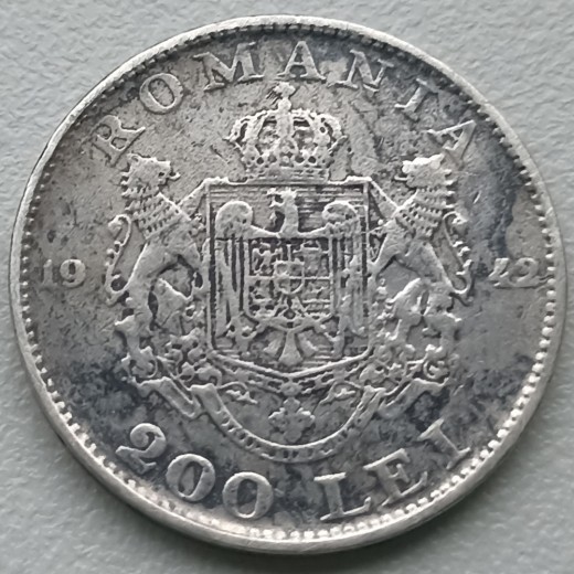 Rumunija. 200 lėjų 1942 m. Sidabras. Rumunija. 200 lėjų 1942 m. Sidabras.