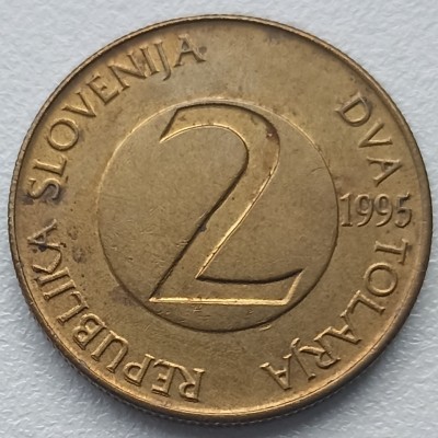 Slovėnija. 2 tolarai 1995 m. Su klaida.