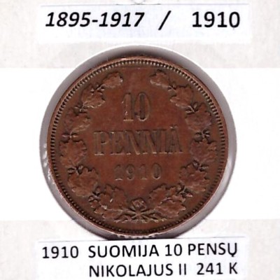 Suomija 10 pensų 1910 m.