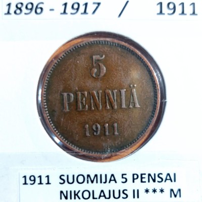 SUOMIJA 5 PENSAI 1911 m. SUOMIJA 5 PENSAI 1911 m.