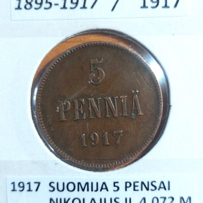 SUOMIJA 5 PENSAI 1917 m. (monograma) SUOMIJA 5 PENSAI 1917 m. (monograma)