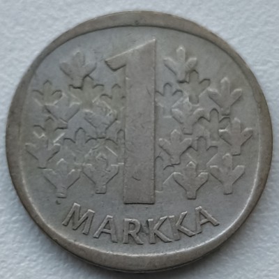 Suomija. 1 markė 1966 m. Sidabras.