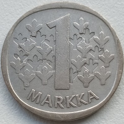 Suomija. 1 markė 1966 m. Sidabras.