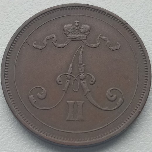 Suomija. 10 pensų 1876 m. Suomija. 10 pensų 1876 m.