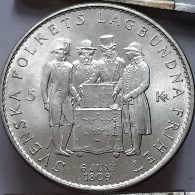 Švedija 5 Kronos 1959 Proginė Sidabras (B276) Švedija 5 Kronos 1959 Proginė Sidabras (B276)