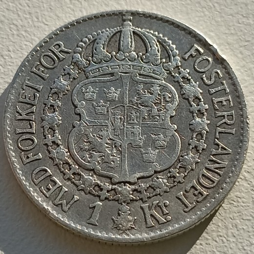 Švedija. 1 krona. 1930 m. Sidabras. Švedija. 1 krona. 1930 m. Sidabras.
