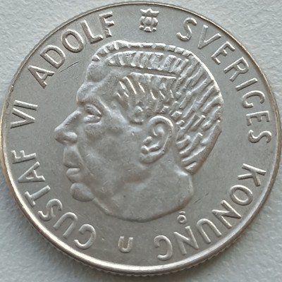 Švedija. 1 krona. 1964 m. Sidabras.