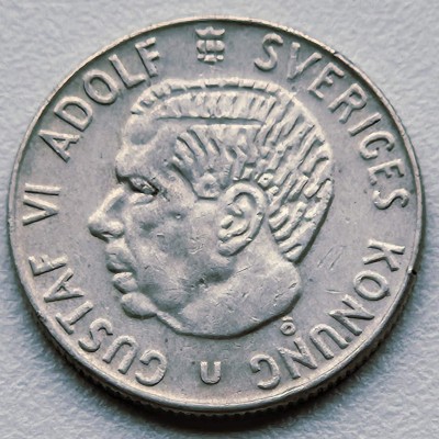 Švedija. 1 krona. 1967 m. Sidabras.