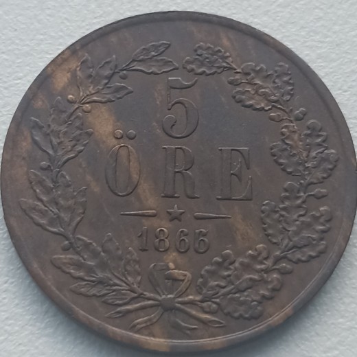 Švedija. 5 erės 1866 m. Švedija. 5 erės 1866 m.