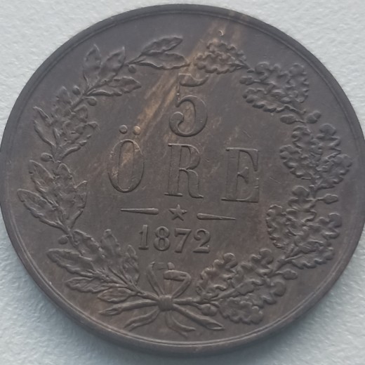 Švedija. 5 erės 1872 m. Švedija. 5 erės 1872 m.