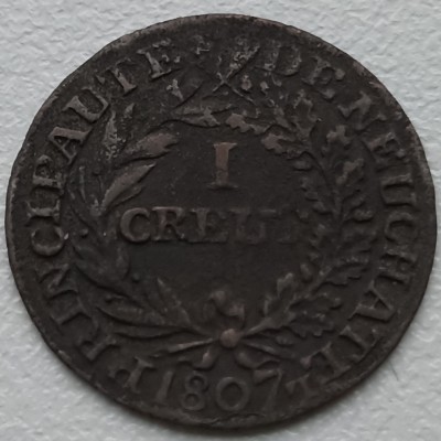 Šveicarija. 1 creut (kreuzer) 1807 m.