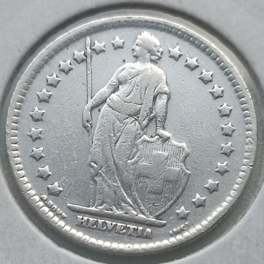 Šveicarija. 1 frankas 1921 m. Sidabras. Šveicarija. 1 frankas 1921 m. Sidabras.